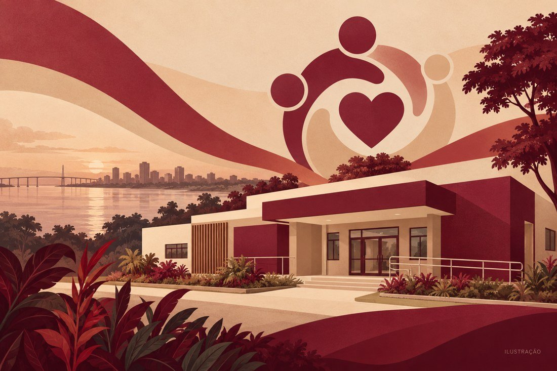 Ilustração genérica de construção e ampliação da atenção psicossocial em Manaus.