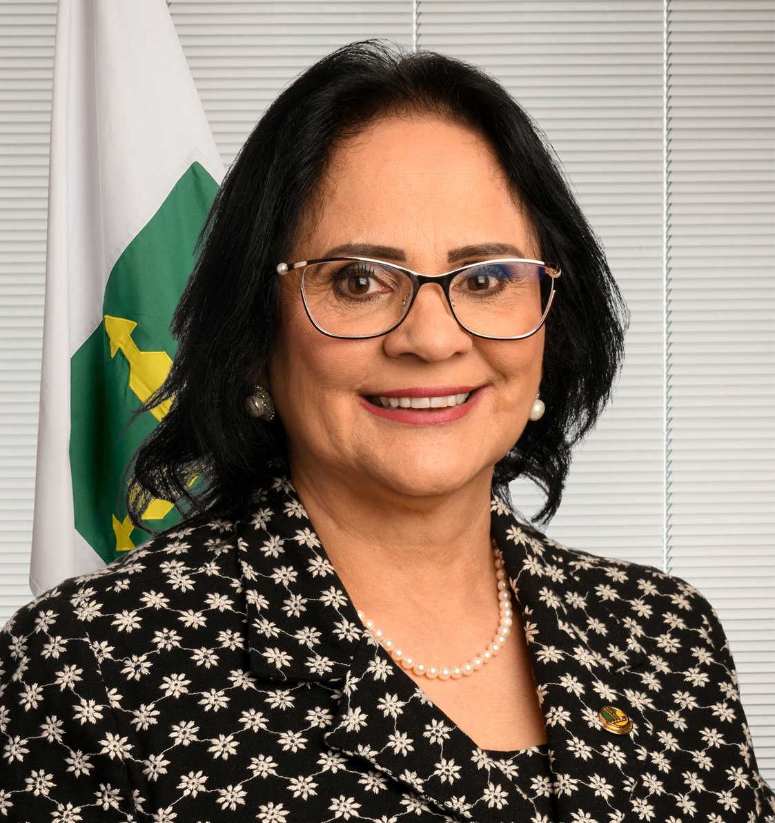 Retrato oficial de arquivo de Damares Alves, de fevereiro de2023, por Rodrigo Viana/Senado Federal; não registra a tramitação atual.