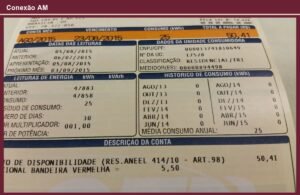 Foto de arquivo de conta de luz, com referência impressa a2015; data da fotografia não informada pela fonte. Não representa fatura atual.