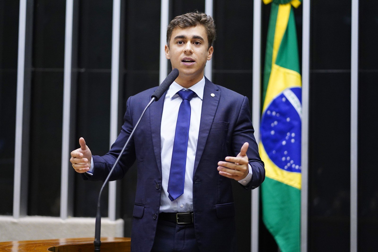 Nikolas Ferreira discursando na Câmara, em fotografia de arquivo de fevereiro de2023.
