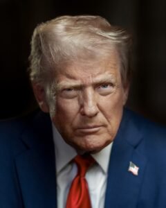 Donald Trump em retrato presidencial oficial de 2025; fotografia de arquivo.